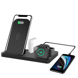 Prevo 4 in 1 15W Qi Certified Fast Wireless Charging Station for Apple iPhone, iWatch, Airpods