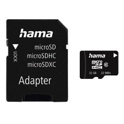 Hama Micro SD Card SDHC Class 10 22MB/s + Adapter - 32GB