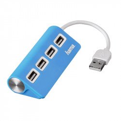 Hama USB 2.0 Hub 1:4 Bus Powered - Blue