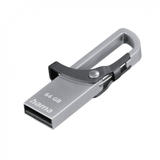 Hama Hook-Style USB 2.0 Flash Drive 15 MB/s Grey - 64GB