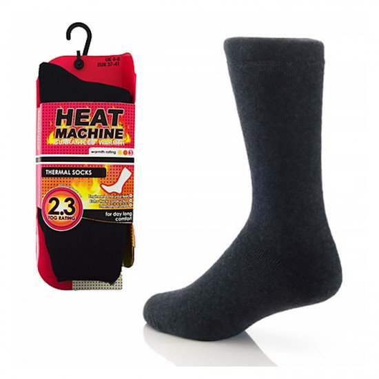 Heat Machine 2.3 TOG Ladies Thermal Socks Brushed Inside 1 Pair Pack UK 4-8 - Black
