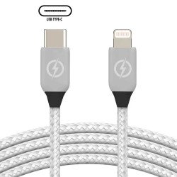 Type-C To Lightning 1M Braided Cable for Apple iPhone - White
