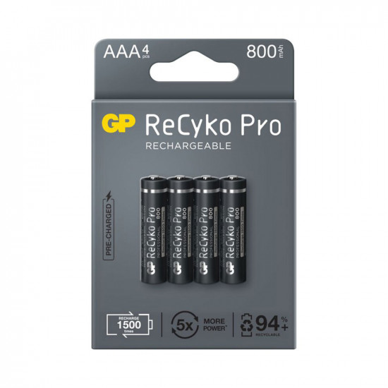 GP ReCyko+ PRO Rechargeable AAA NiMh Batteries 800mAh - 4 Pack