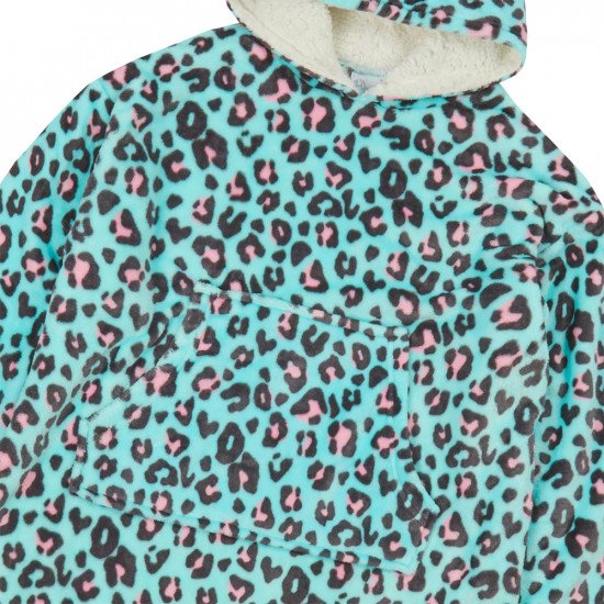 Childrens Supersoft Oversize Leopard Print Lounge Hoodie - One Size
