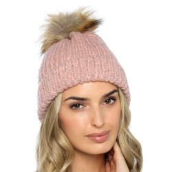 Foxbury Soft Knitted Marl Bobble Hat  - Pink