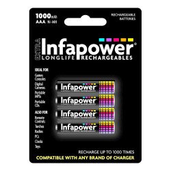 Infapower Rechargeable AAA Ni-MH Batteries 1000mAh - 4 Pack