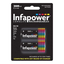 Infapower Rechargeable C Cell Ni-MH Batteries 2500mAh - 2 Pack