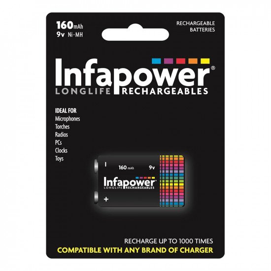 Infapower Rechargeable 9v Ni-MH Battery 160mAh - 1 Pack