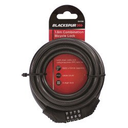 Blackspur Bicycle Combination Spiral Cable Bike/Bicycle Lock 10mm x 1.8m - Black