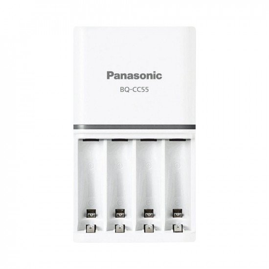 Panasonic Smart & Quick BQ-CC55E AA Battery Charger Including 4 x 1900mah Eneloop Batteries