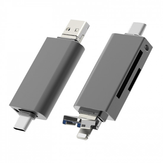 Prevo CR312 USB 2.0, USB Type-C and Lightning Connection Supports SD/Micro SD/TF/SDHC/SDXC/MMC