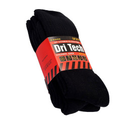 Dri Tech Thermal Socks With Cushioned Foot Black 3 Pair Pack UK 6-11 - Black 