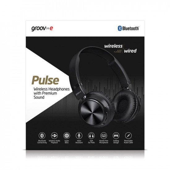 Groov-e Pulse Wireless Bluetooth Stereo Headphones - Black