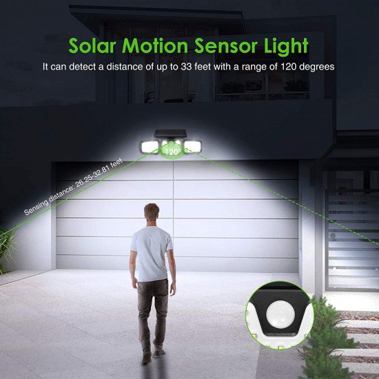 Kingavon 3 Head PIR Motion Sensor Solar Security Light