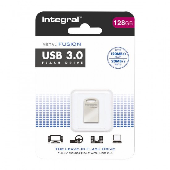 Integral Metal Fusion USB 3.0 Flash Drive - Silver - 128GB