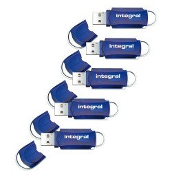 Integral 32GB Courier USB 2.0 Flash Drive - Blue - 5 Pack