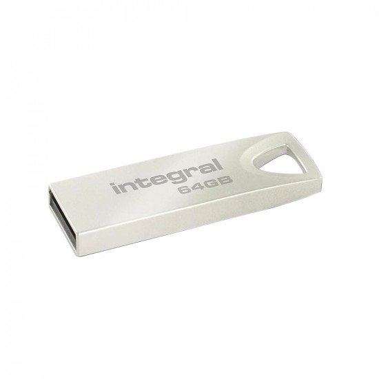 Integral Metal Arc USB 2.0 Flash Drive - Silver - 64GB