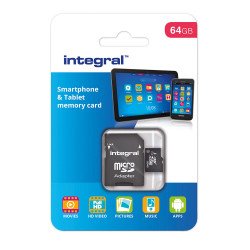 Integral Micro SD SDXC Memory Card For Smartphones and Tablets V10 A1 UHS-1 Class 10 64GB