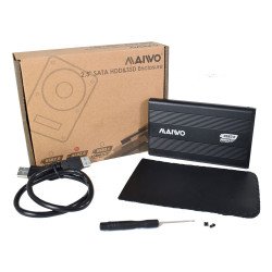 Maiwo 2.5 Inch External Hard Drive Enclosure, USB 3.0, 5Gbps, For Sata 3 HDD, SSD - Black