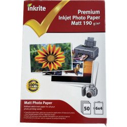 Inkrite Premium Quality Inkjet Photo Paper - A6 6x4 Matt 190gsm - 50 Sheets