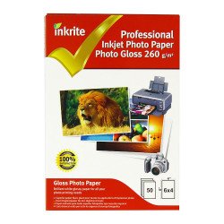 Inkrite Premium Quality Inkjet Photo Paper - A6 6x4 Photo Gloss 260gsm - 50 Sheets