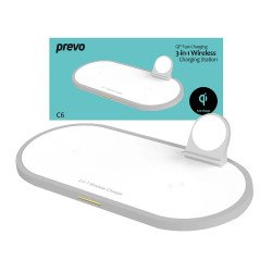 Prevo Wireless Charger 3 in 1 Wireless Charging Station 15W Qi Certified Fast Charging for Smart Phones Apple watch and AirPods