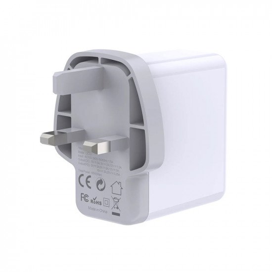 Prevo QC72 USB Type-C & USB Type-A Fast Charge Mains Charger with Qualcomm Quick Charge 3.0
