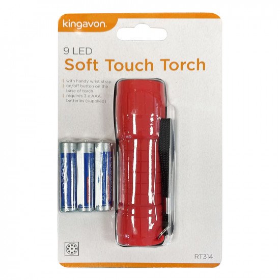 Kingavon 9 LED Soft Touch Torch - Red