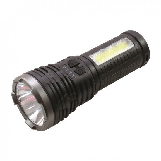 Kingavon COB And LED Rechargeable ABS Torch - Black