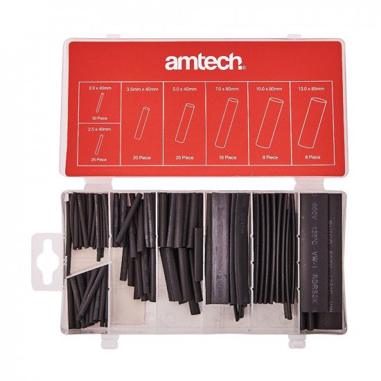 Amtech 127pc Heat Shrink Assortment - Black