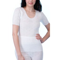 Snowdrop Ladies Thermal Short Sleeve Top White - Large (12-14)