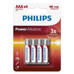 Philips AAA Power Alkaline Batteries - Pack of 4