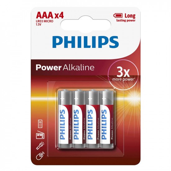 Philips AAA Power Alkaline Batteries - Pack of 4