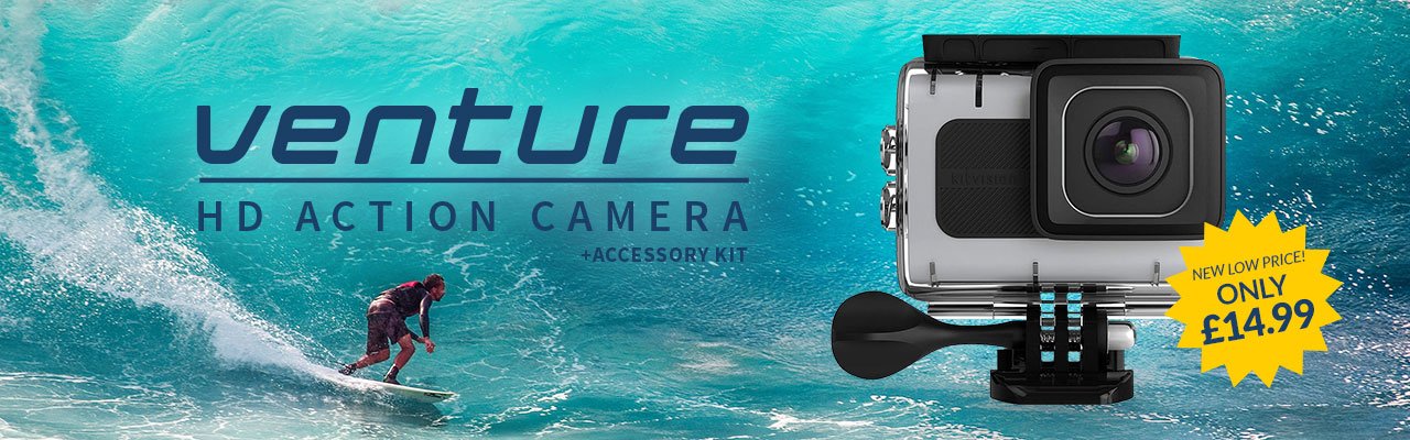 Kitvision Venture Action Camera + Accessory Kit - Only £14.99