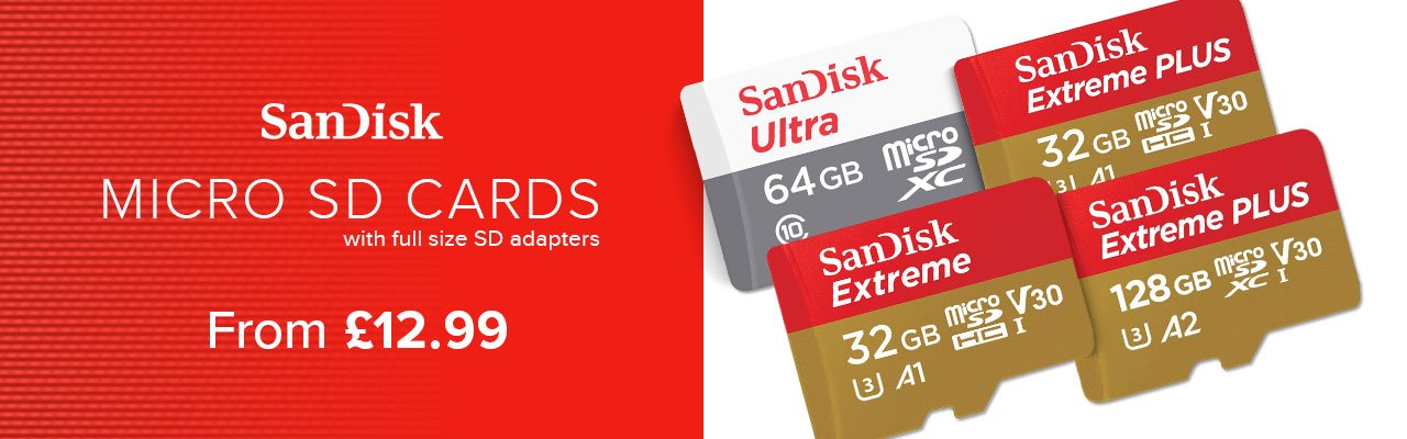 SanDisk Micro SD Cards With Full Size SD Adapter - From Only £12.99