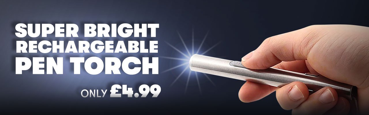 Kingavon Super Bright Rechargeable Pen Torch - Silver - Only £4.99