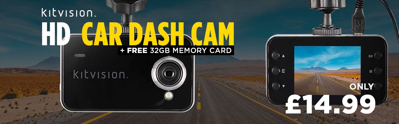 Kitvision HD Car Dash Cam - with Free 32GB Memory Card - Only £14.99 delivered