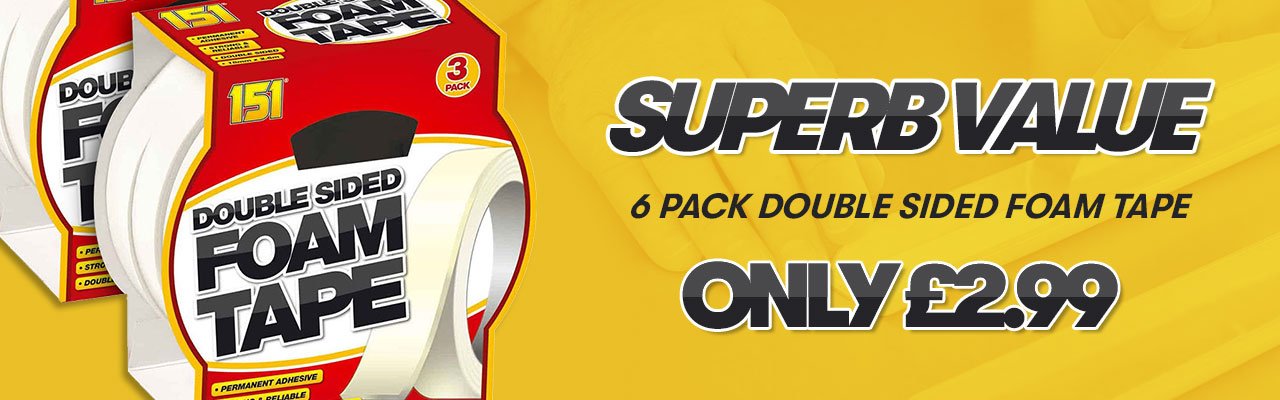 151 Adhesives Double Sided Foam Tape 3 Pack - Twin Pack 6 Rolls - Only £2.99 delivered