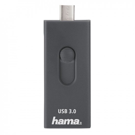 Hama USB 3.1 Type C + USB 3.0 Type A OTG Card Reader, SD/microSD, Grey