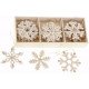 Wooden Snowflake Christmas Tree Decorations Cream & Gold x 24