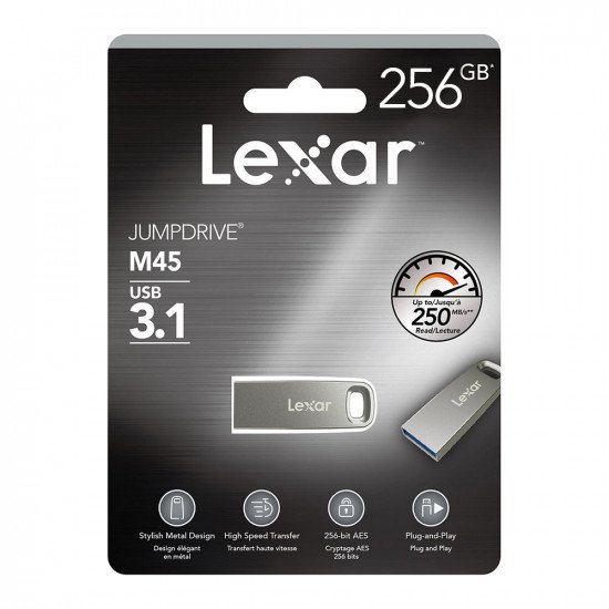 Lexar JumpDrive USB 3.1 M45 Flash Memory Drive Silver 256GB