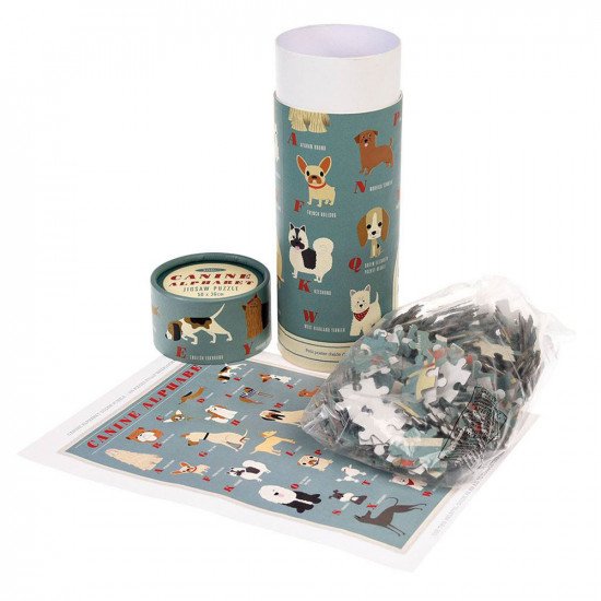 Rex London Dog lover Canine Alphabet 300 Piece Jigsaw Puzzle In A Tube