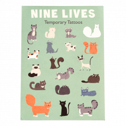 Rex London Nine Lives Cat Lover Temporary Tattoos (2 Sheets) - Gift for Kids