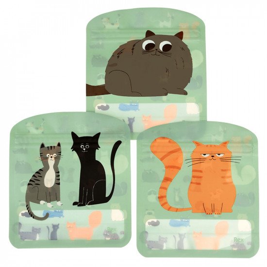 Rex London Nine Lives Cat Lover Snack Bags (set Of 3)