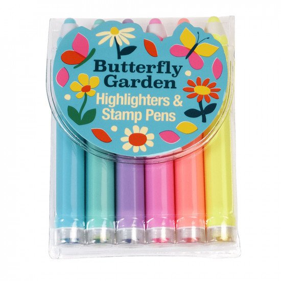 Rex London Butterfly Garden Highlighters & Stamp Pens (set Of 6)
