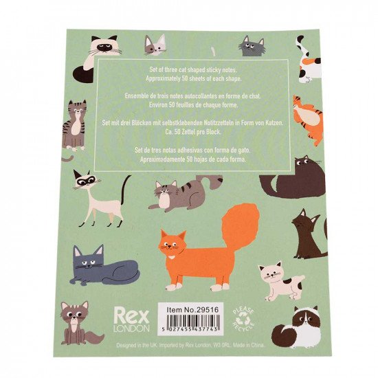 Rex London Nine Lives Cat Lover Sticky Notes (set Of 3)