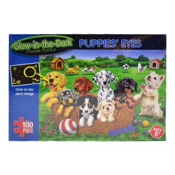 Glow In Dark Puppies Eyes Jigsaw Puzzle 100pc