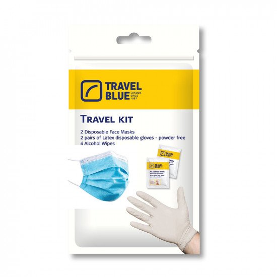 Travel Blue Hygiene Travel Kit - Face Masks, Gloves and Alcohol Wipes