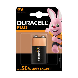 Duracell PLUS POWER 9V (6LR61 / MN1604 / PP3) Alkaline Batteries - Pack of 1
