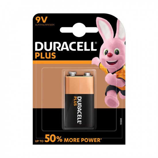 Duracell Plus 9V (6LR61 / MN1604 / PP3) Alkaline Batteries - Pack of 1